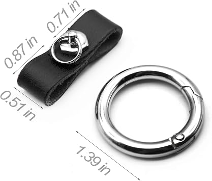 FEYOUN Key Chain Car Key Clip Quick Release Leather Car Keychain for Men and Women - Black Color, with Anti-Lost Ring, Short