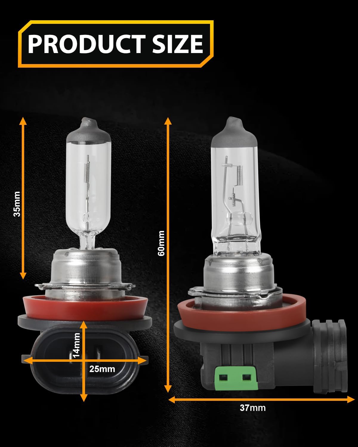 For Freightliner Cascadia Commercial Truck (2008-2017) Halogen Headlight Bulbs, H11 High Beam+H11 Low Beam, High Performance Replacement Bulb, Pack of 4