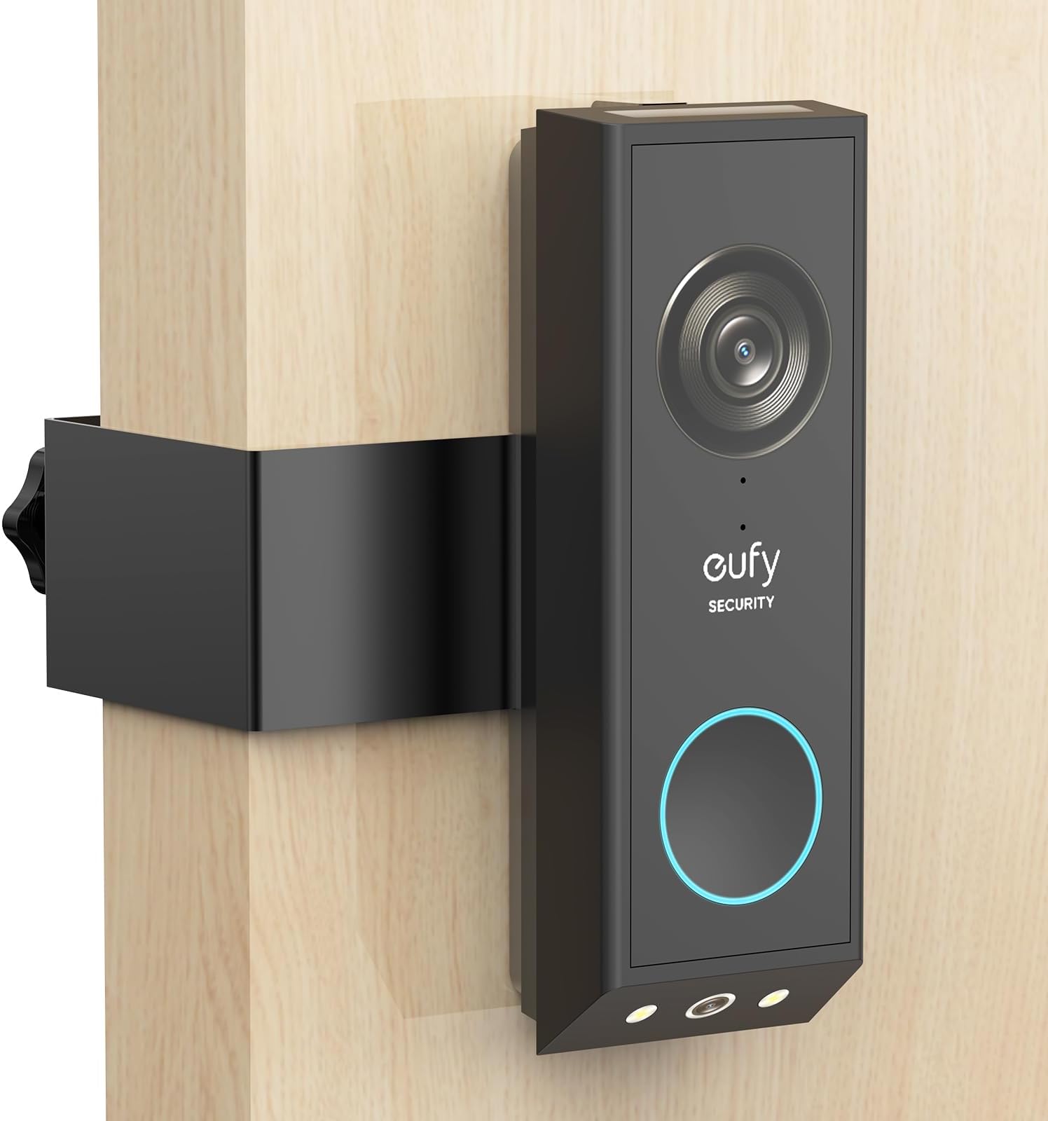 Anti Theft Doorbell Mount for Eufy E340, No-Drill Adjustable Doorbell Camera Mount Compatible with Eufy Doorbell, Not Block Doorbell Sensor, Apartment Doorbell Holder for Renters, Black