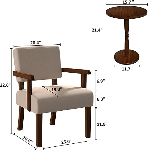 Miniatura 126 de Juego de 2 sillas decorativas con mesa, sillas de sala de estar con asiento suave y reposabrazos para sala de estar, dormitorio, sala de lectura,