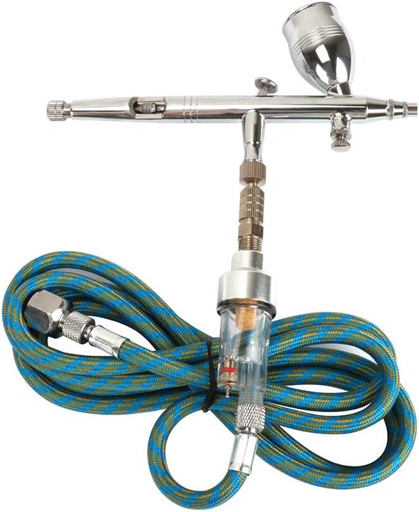 1/4" Air Inlet Dual Action Airbrush Set,Portable Mini Airbrush Air Compressor Kit With 2cc/5cc Cup Capacity Dual Action Airbrush Set (Silver)