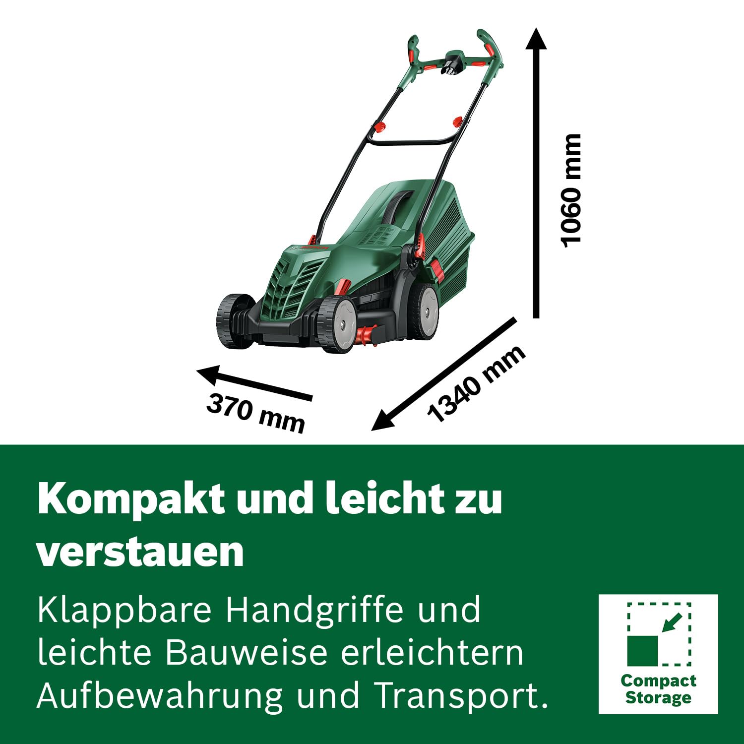 Bosch kabelgebundener Rasenmäher UniversalRotak 34-405 (1300-W-Motor, Schnittbreite: 34 cm, 40-Liter-Grasfangkorb, geeignet für ebenes Rasenmähen und Schneiden Kleinster Kanten)