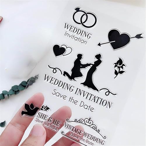 Miniatura 3 de Anillo de diamantes para invitación de boda, sellos transparentes de silicona transparente, para álbum, tarjetas, sello de goma para decoración de