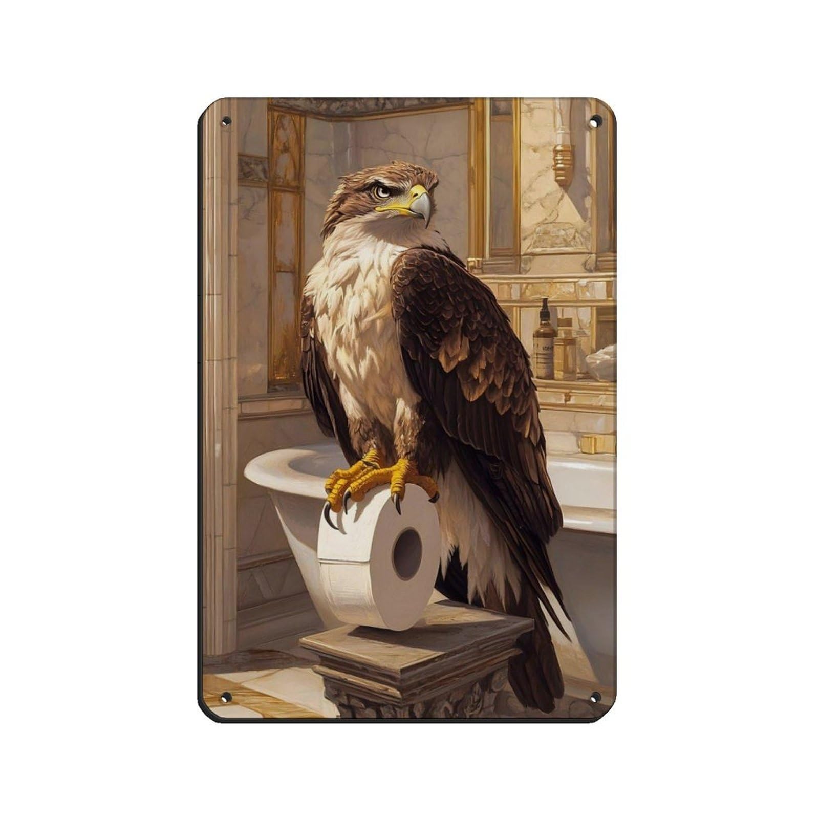 Lxwnze 20L X 30W Cm Majestic Eagle, Bathroom Decor Tin Sign Vintage Metal Pub Club Cafe Bar Home Wall Art Decoration Poster Retro 8X12inch(20X30cm)