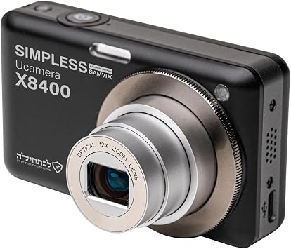 Samvix Kosher Ucamera X8400 4K Digital Camera 12x Optical Zoom 48MP Black | 4K Video, CMOS Sensor, Image Stabilization, Autofocus, USB-C, Microsd Slot