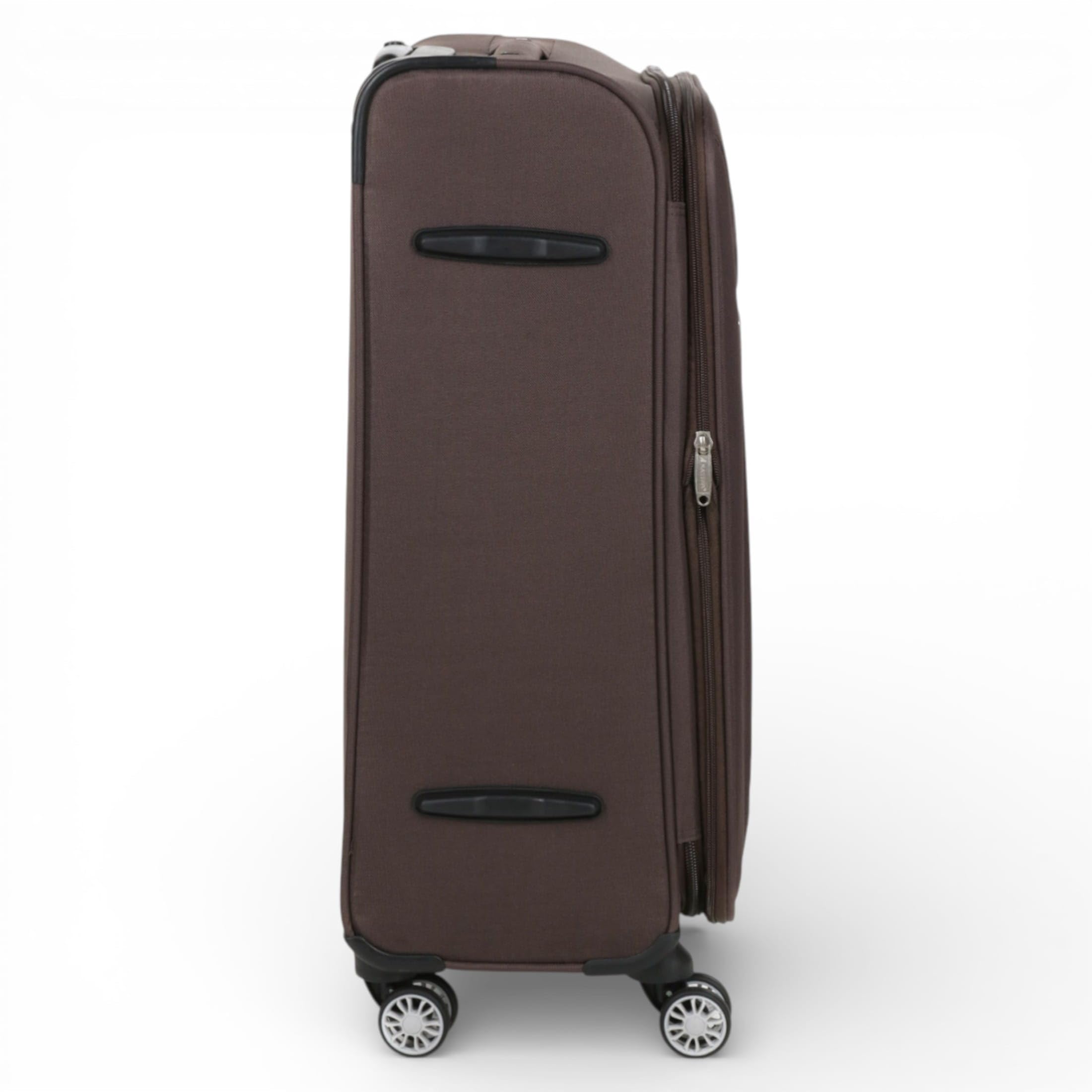 Infinity Leather Lekka miękka obudowa walizki 8-kołowy bagaż podróżny, Brązowy, M - 26", Walizka