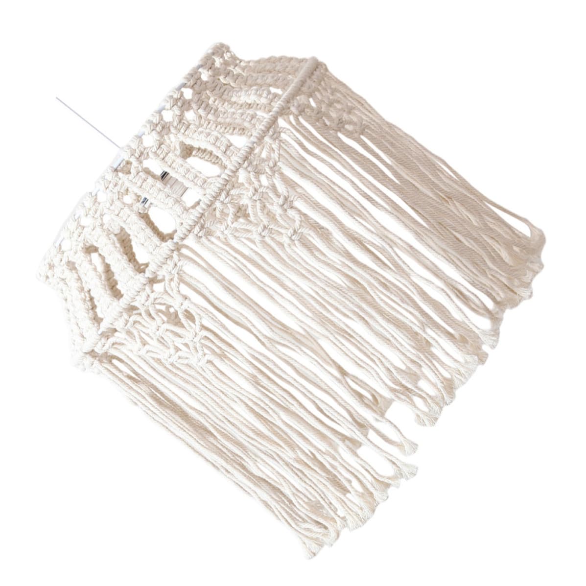 Paralume a Sospensione Boho in Corda di Cotone Beige Intrecciata | Macramè Tessuto, Diffonde Luce Morbida, Facile da Rimuovere, per Salotto e Camera