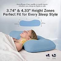 Vista 7 de Almohada cervical para cuello de espuma viscoelástica, suave y ergonómica para aliviar el dolor de cuello, funda de almohada sin cremallera de seda