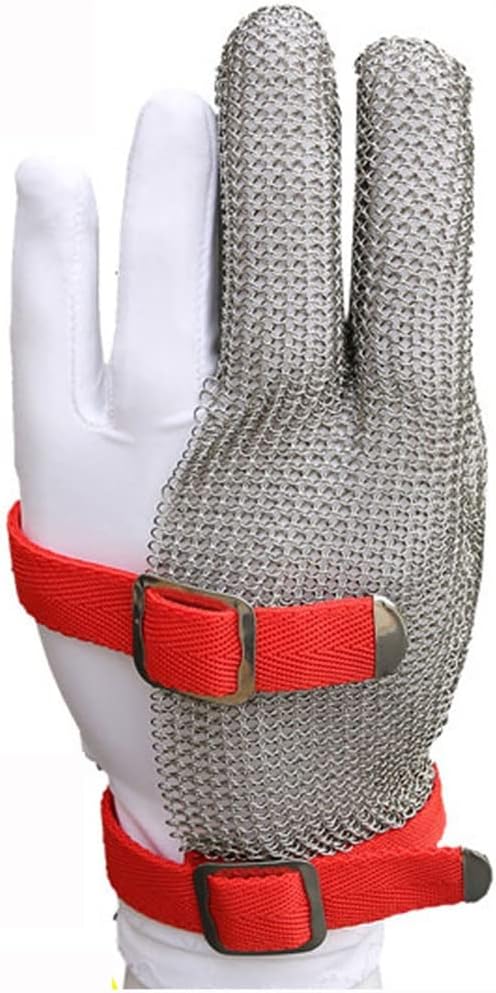 Stainless Steel Cut-Resistant Gloves Protective Safety Work Gloves Adjustable Nylon Wrist Strap Chainmail Gloves (Size : A Pack of one/M)