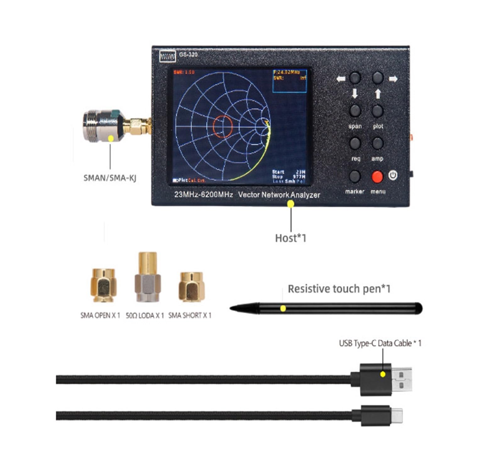 Analizator sieci wektorowych GS320 6 GHz HT6 Antena logarytmiczna okresowa Pomiar napięcia Współczynnik fali stojącej 6-9 dB EMC Szerokopasmowy
