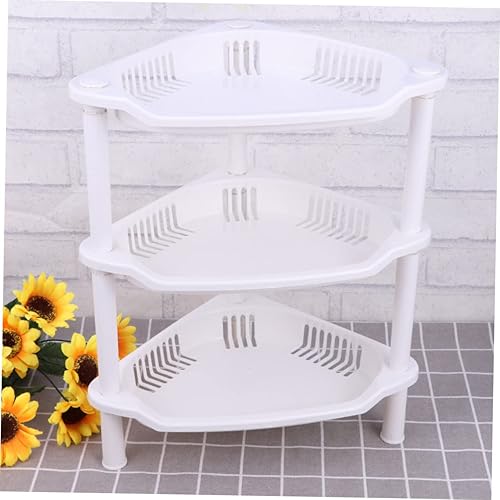Miniatura 8 de STOBAZA Estantes de almacenamiento, 2 unidades, 3 estantes, organizador de plástico para cesta, cocina, esquina blanca, baño, hogar, estante de