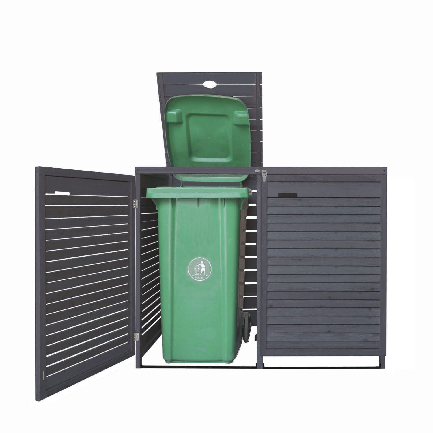 Mülltonnenbox 240L Lukadria24 Mülltonnenverkleidung Mülltonnecontainer Holz imprägniert in anthrazit (2 Tonnen)