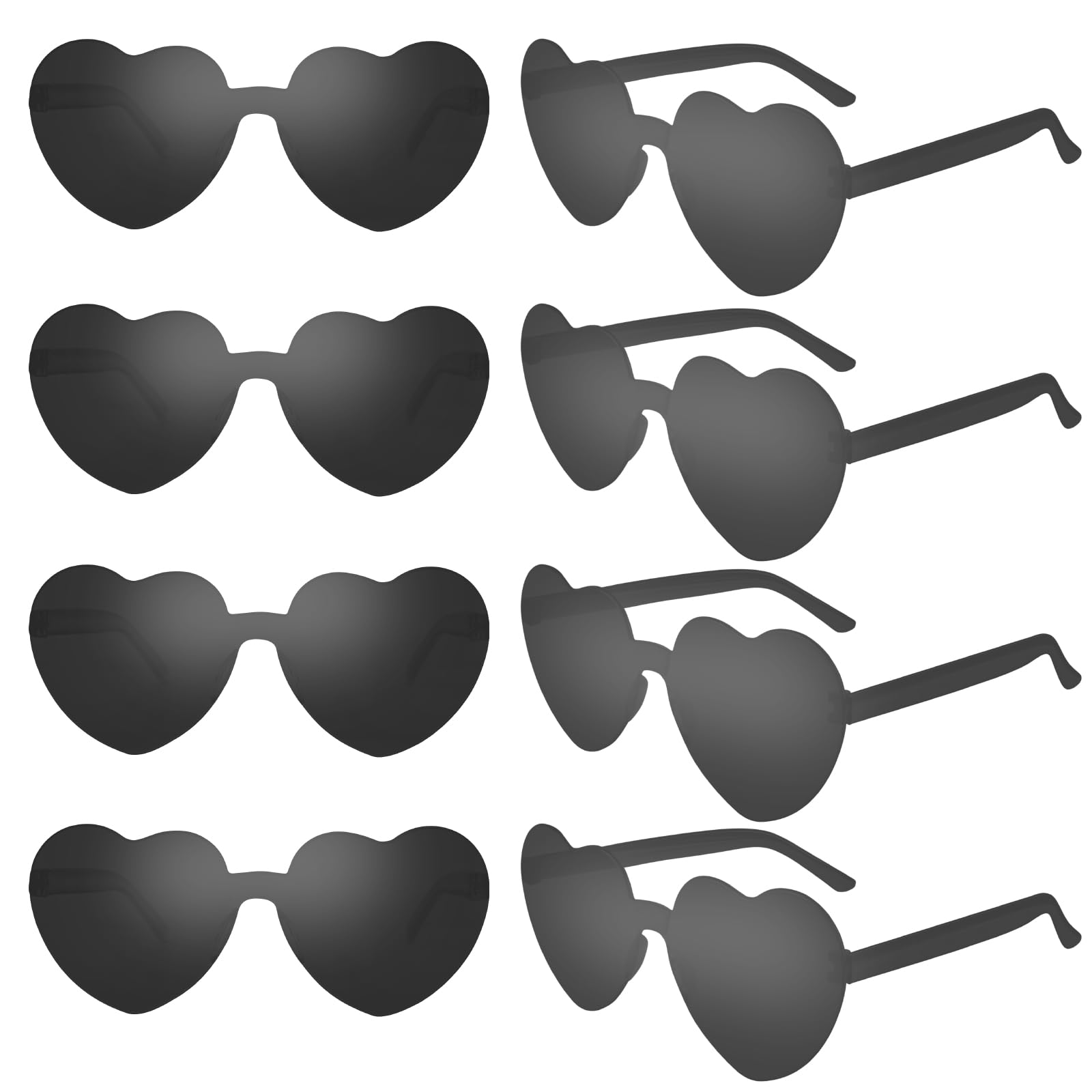 CHRORINE 8/16/ 24 Pairs Heart Shaped Sunglasses Rimless Heart Glasse Transparent Candy Colors for Party Favor