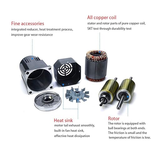 Miniatura 5 de Motor de alto par de CA, motor de engranajes de 110 V 90 W CA y controlador eléctrico de reducción de velocidad variable 120 (20K) 67 RPM (90W 20K)