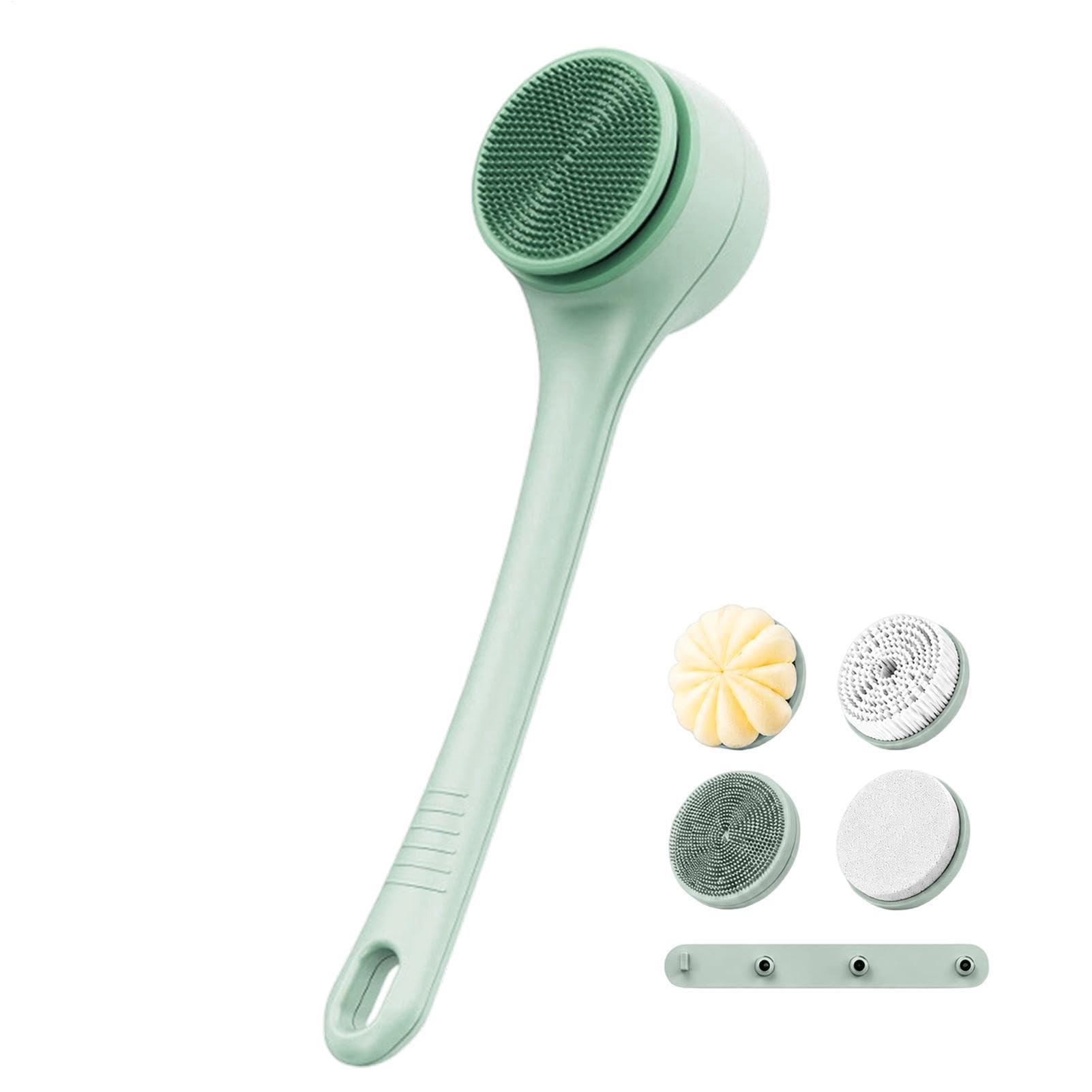 Cepillo Corporal Eléctrico Exfoliante Rotatorio De 2 Velocidades Con 4 | Cepillo Corporal Exfoliante Impermeable con Doble Mango para Cuidar la Piel a Diario en Baño Spa