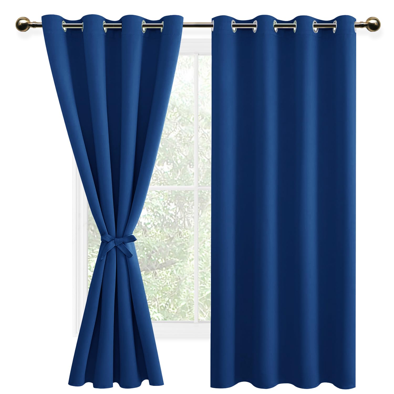 DWCN Lot de 2 Rideaux Opaques Oeillets 132x160 CM Bleu Roi
