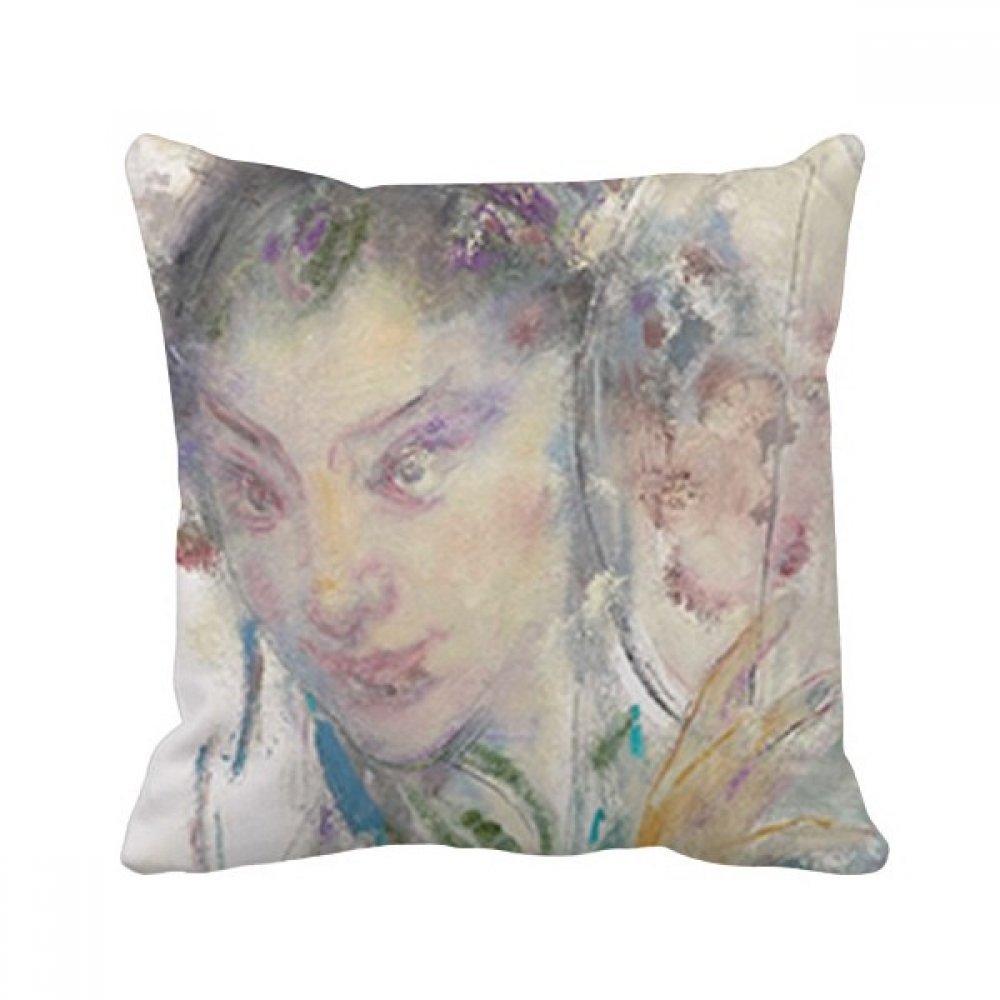 Peinture opéra xjj coussin huile chinoise carré 40cm décor salon raffiné