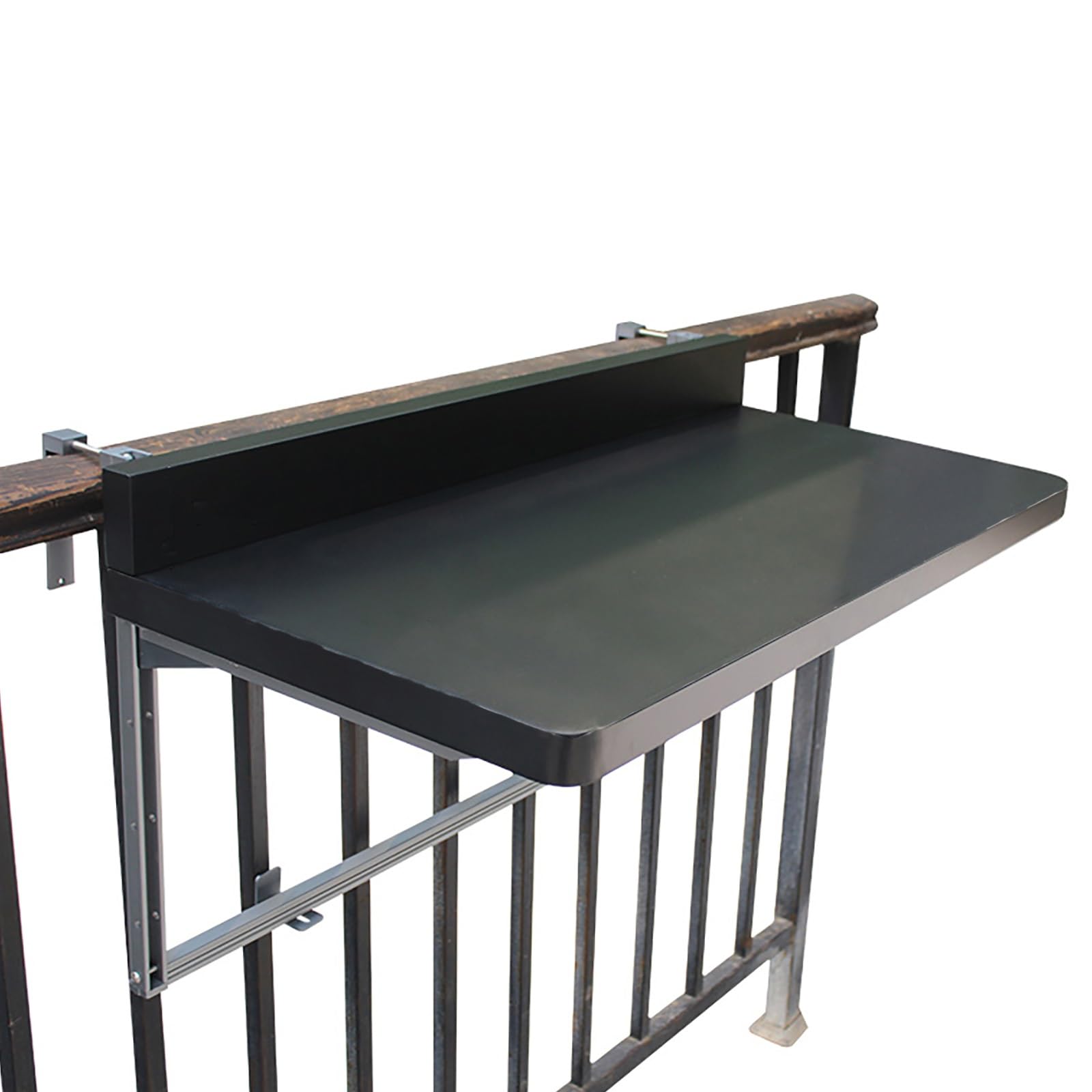 Mesa ajustable para balcón de 100 cm con sistema plegable de barandilla anticaídas