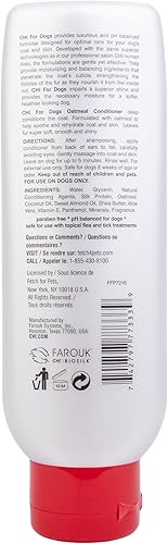 Miniatura 3 de CHI Acondicionador de avena para perros, la mejor fórmula hidratante para piel seca, acondicionador para perros con ingredientes calmantes, sin