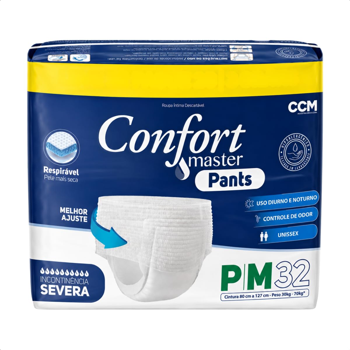 Fralda Geriátrica Pants P/M Confort Master Pacote Jumbo com 32 Unidades, Roupa Íntima