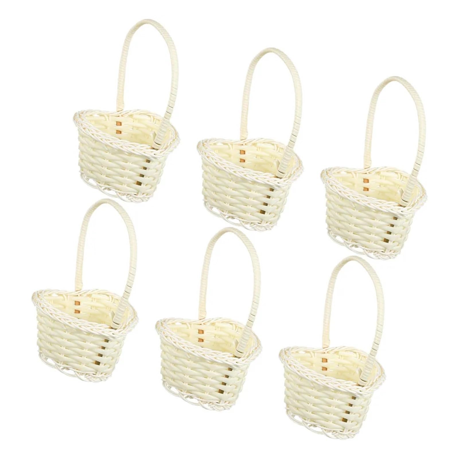 6Pcs Mini Woven Flower Basket Natural Rattan Storage Wedding Decoration Desktop Organizer Micro Landscape Decor