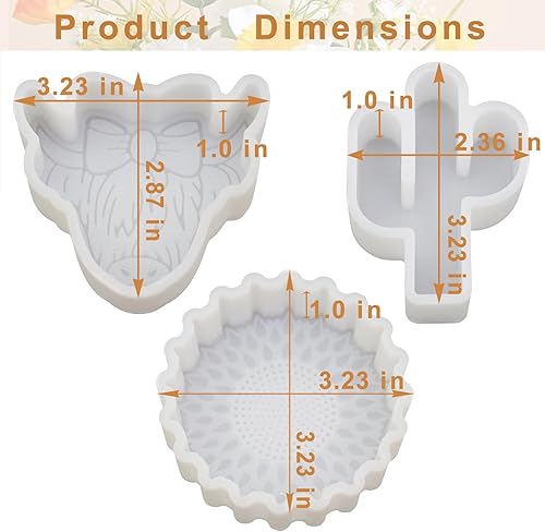 Miniatura 2 de YILIN Juego de 3 moldes para ventilación de automóvil, cactus de girasol pequeño y vaca de las tierras altas para principiantes de automóvil,