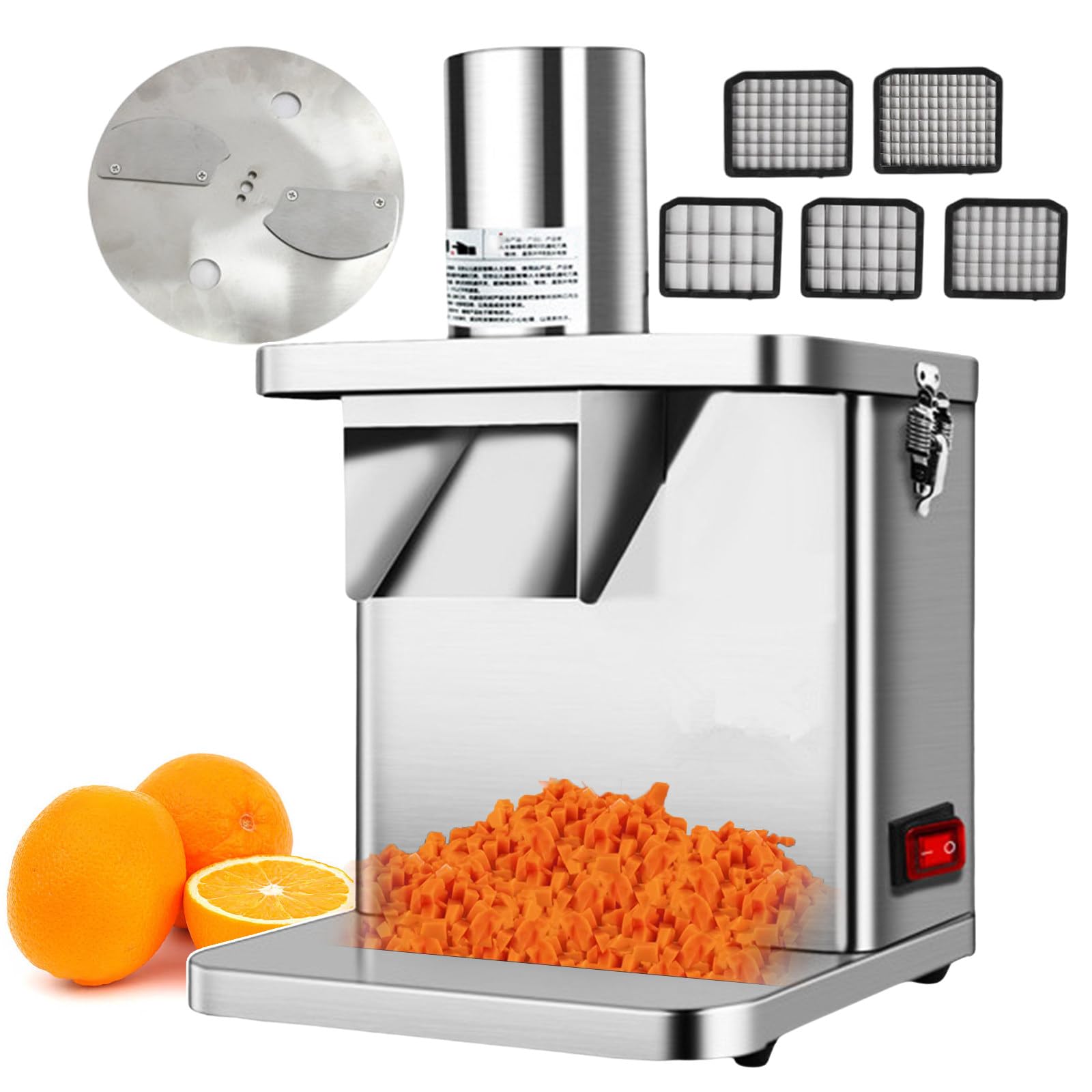 Electric Vegetable Fruit Chopper, Electric Lemons Dicer Veggies Grater, Comes with 5 Dicing Knife Nets & 1 Slicing Knife Disc, Electric Salad