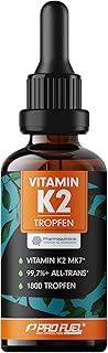 Vitamin K2 Tropfen hochdosiert 1800x (50ml) - 200 µg Vitamin K2 MK7, Pharmaquinone® Premium Vit. K2 hochdosiert mit 99,7+% all-trans-Gehalt - laborgeprüft mit Zertifikat - 100% vegan