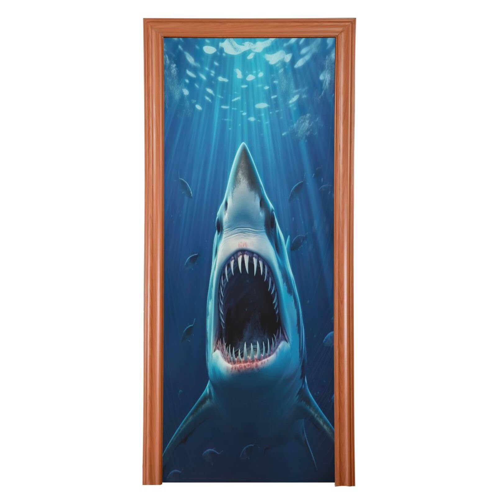 FLildon Wild Shark Door Cover Decoration, Party Accessory Porch Decor for Festive Ornament Room Door Covers 35 x 79 Inch