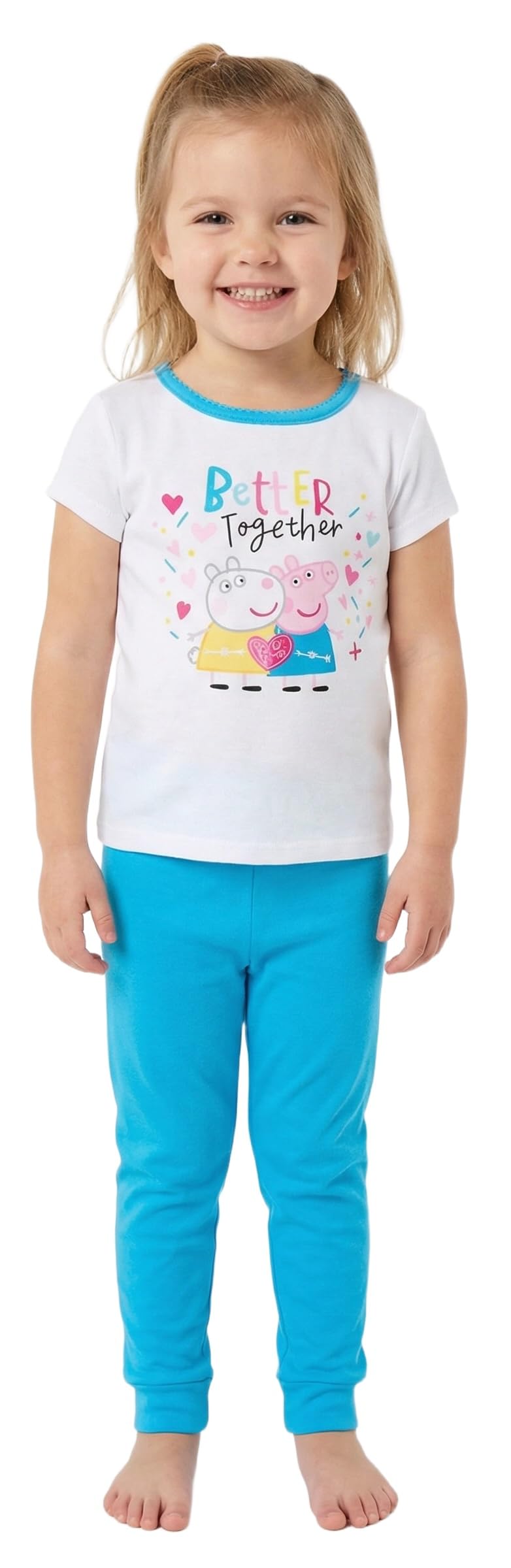 Peppa Pig Girls' Toddler 4 Piece Cotton Pajama Set, Better Together, Size 2T