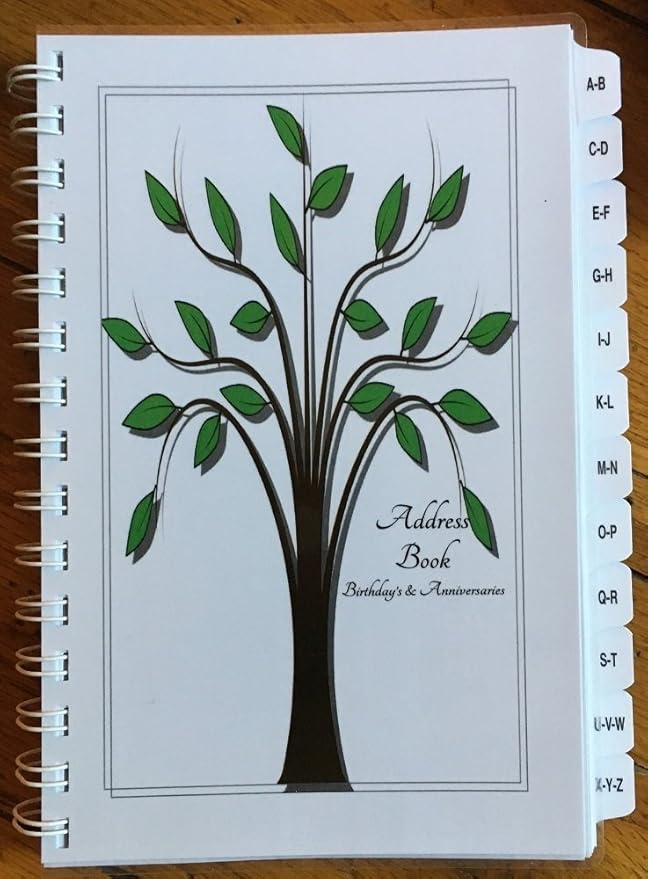 LARGE PRINT Address Book with Tabs Birthday Anniversary Calendar Family Record Keeper Tree Personalized Gifts