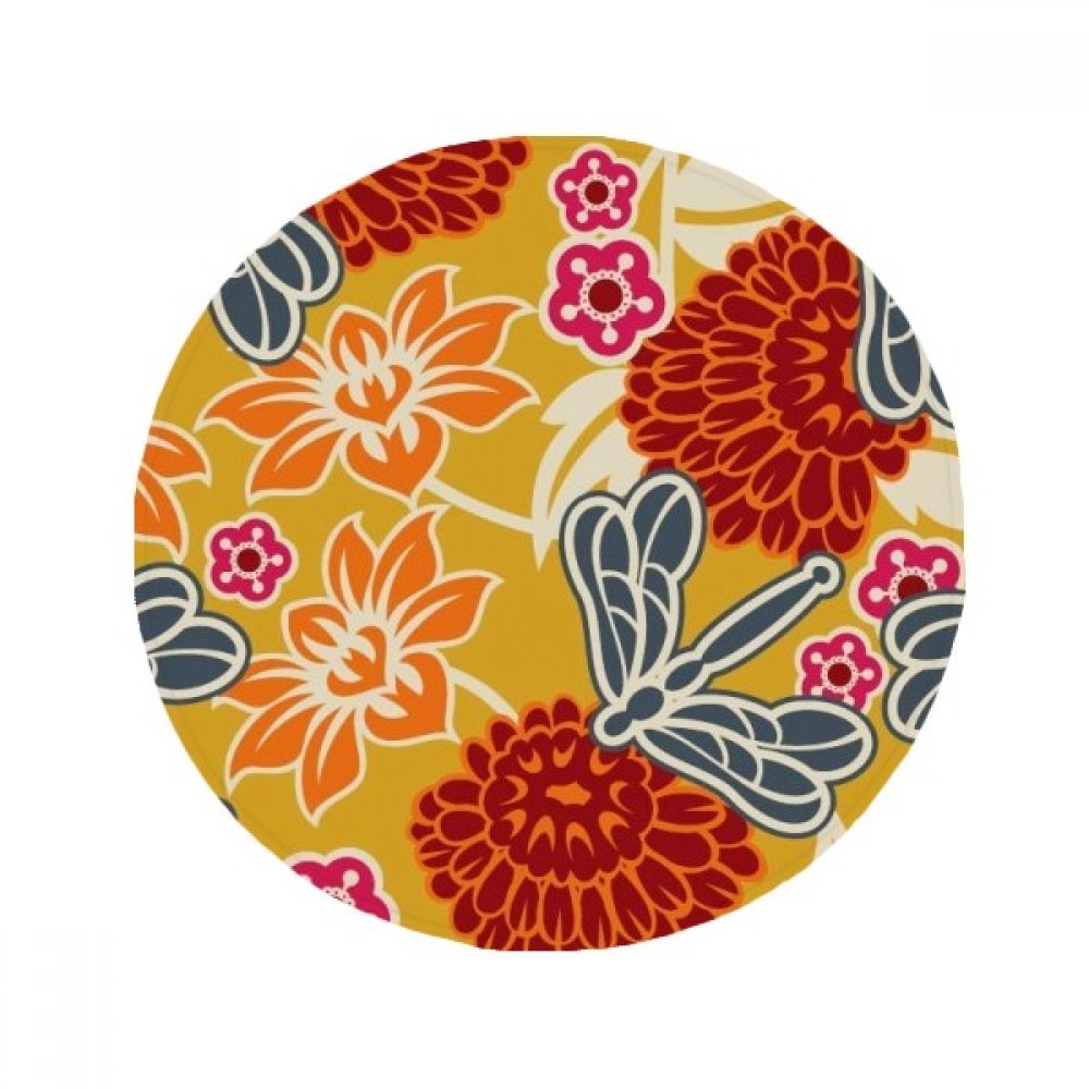 Tapis de sol anti-slip lavable avec imprimé floral asiatique