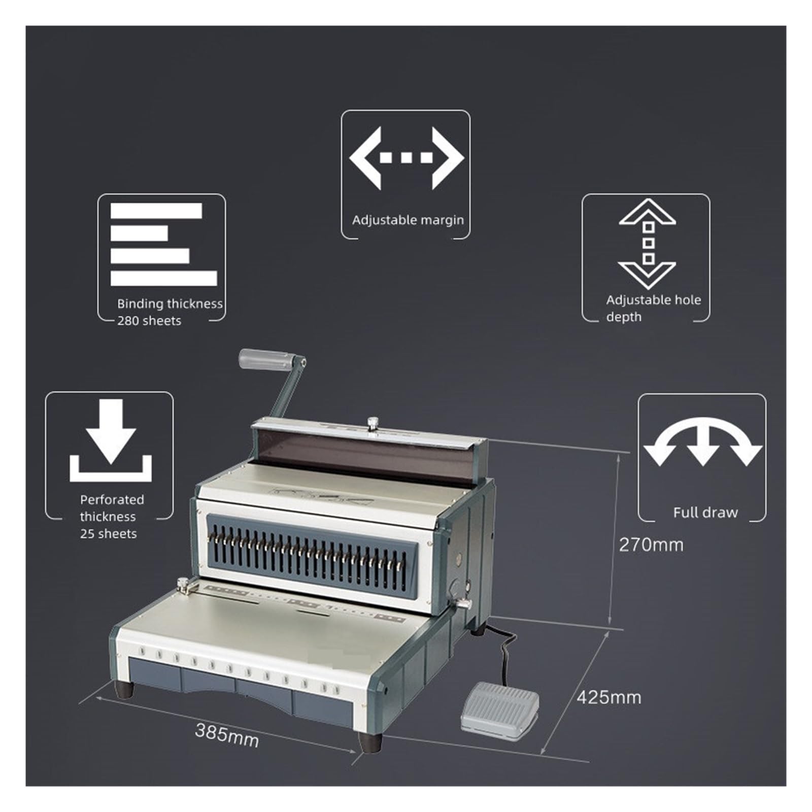Máquina Encuadernadora, Encuadernadora eléctrica de espiral 2:1 Máquina de encuadernación eléctrica con engrosamiento de anillos de hierro Máquina de encuadernación de doble línea Calendario de escrit