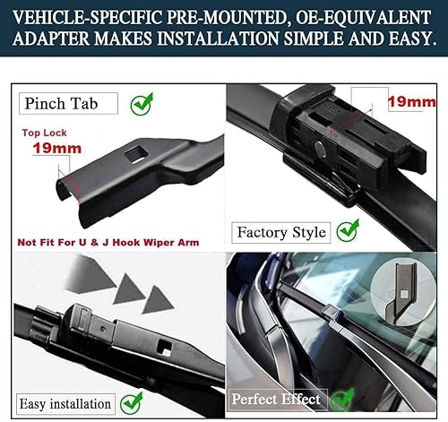 Miniatura 5 de AUTOBOO Limpiaparabrisas de 24 + 20 pulgadas con limpiaparabrisas trasero de 13 pulgadas de repuesto para Audi Q5 2009-2017, SQ5 2014-2017, RS Q3