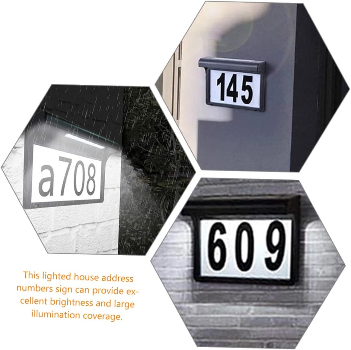 Solar Powered House Number Light Address Numbers Sign Easy Install Outdoor Lantern
