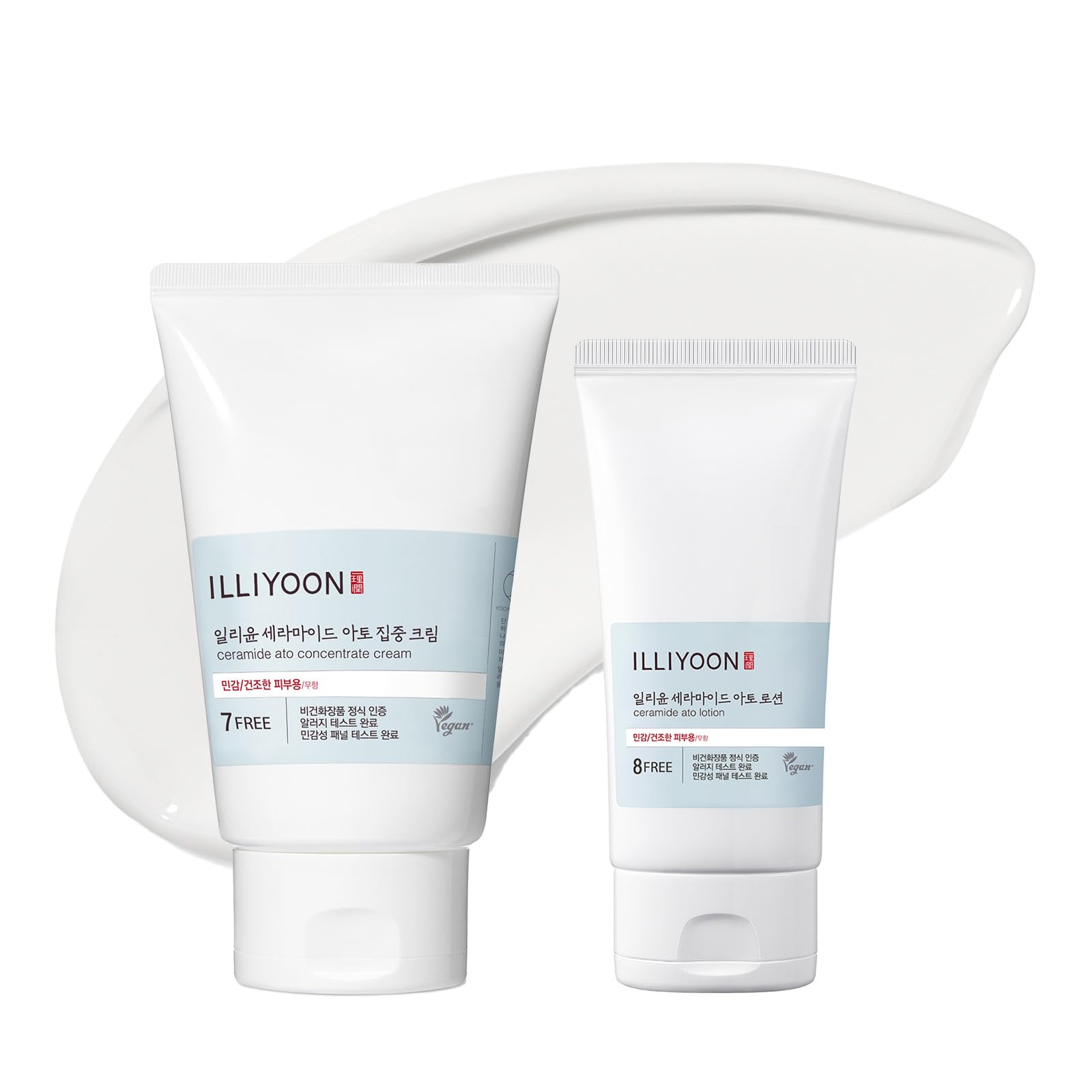 Illiyoon Ceramide Ato Cream 6.76 fl.oz. and Lotion 2.29 fl.oz. Set | Korean Moisturizer Duo for Dry & Sensitive Skin | Long-Lasting Hydration, Barrier Repair, Gentle for Infants, Vegan Skincare