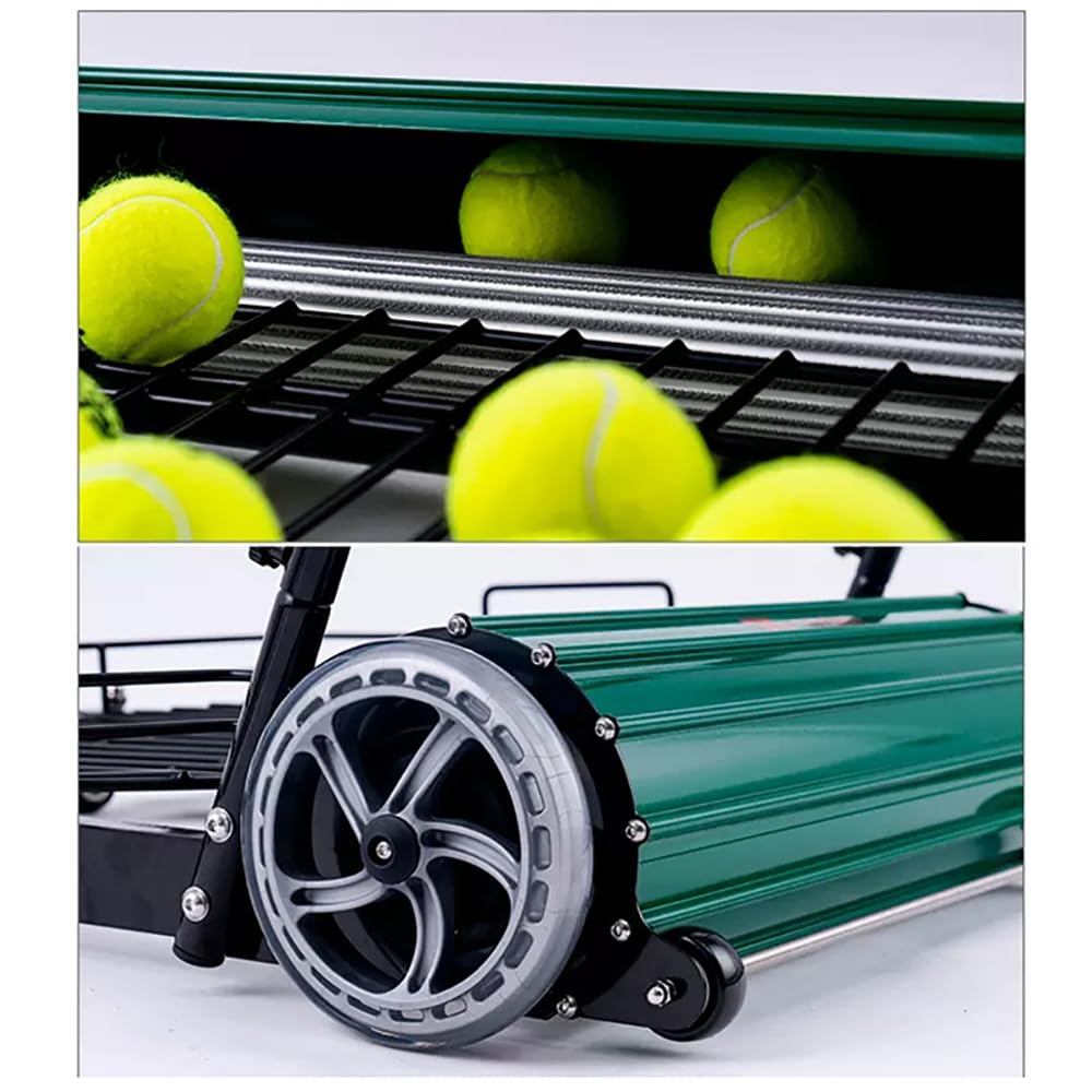 Raccoglitore automatico di palline da tennis per campo, contiene 290 palline, facile da raccogliere, carrello tramoggia palla