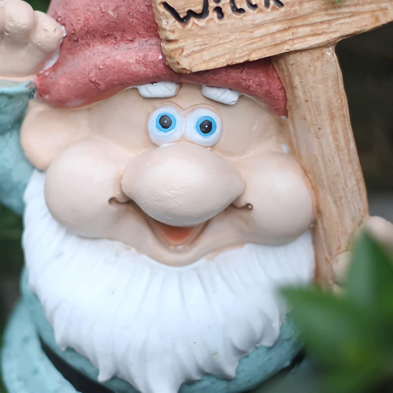 Ogrodowy znak powitalny posąg krasnala, tlenek magnezu, ręcznie wykonana rzeźba krasnala, 40 cm wysokości, do ogrodu na zewnątrz, patio