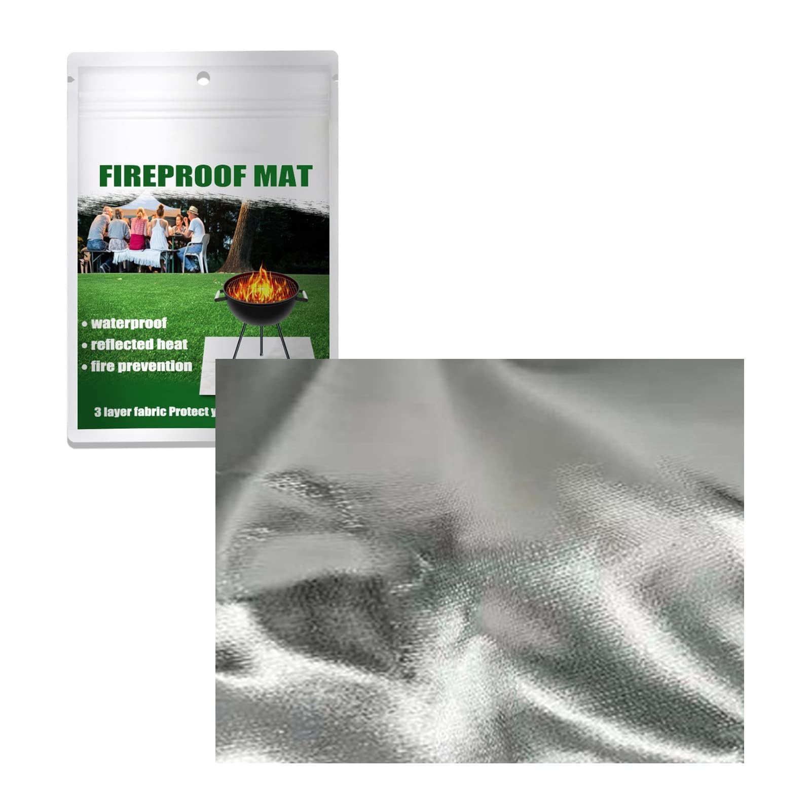 KASTWAVEFire Mat for Grill, Lightweight and Waterproof Floor Fire Mat Square, Reflected Heat Rectangle Grill Pads & Floor Mats for Gas Grills, Charcoal Grills, Electric Grill (Size: L, 39.4" Square)