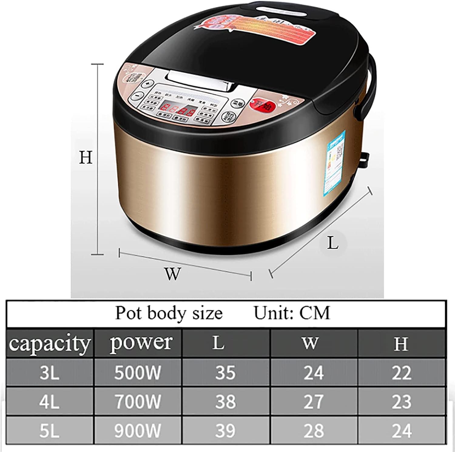 Rice Cooker Household Multifunctional Non-Stick Rice Cooker,Intelligent Insulation and 24H Reservation, for 1-8 People (B 5L) (A 4L)