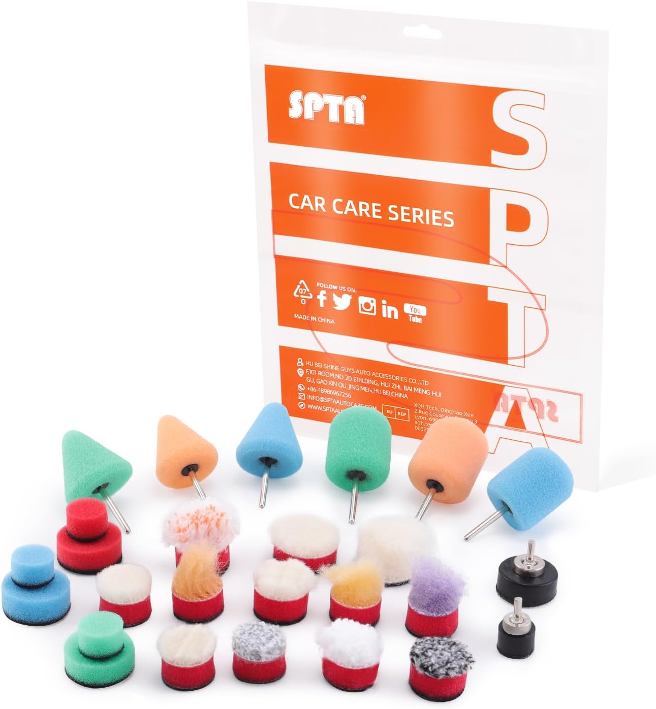 Mini Buffing Polishing Pads, 16Pcs Detail Polisher Pads for Rotary Tools, Cordless Electric Drill, Mini Polisher Tool for Tight Area Detailing, Polishing, Waxing and Sealing Glaze