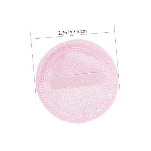 Vista 4 de FRCOLOR Puff de maquillaje redondo de algodón de 10 piezas con correa para cuerpo, cara y polvo mineral, rosa