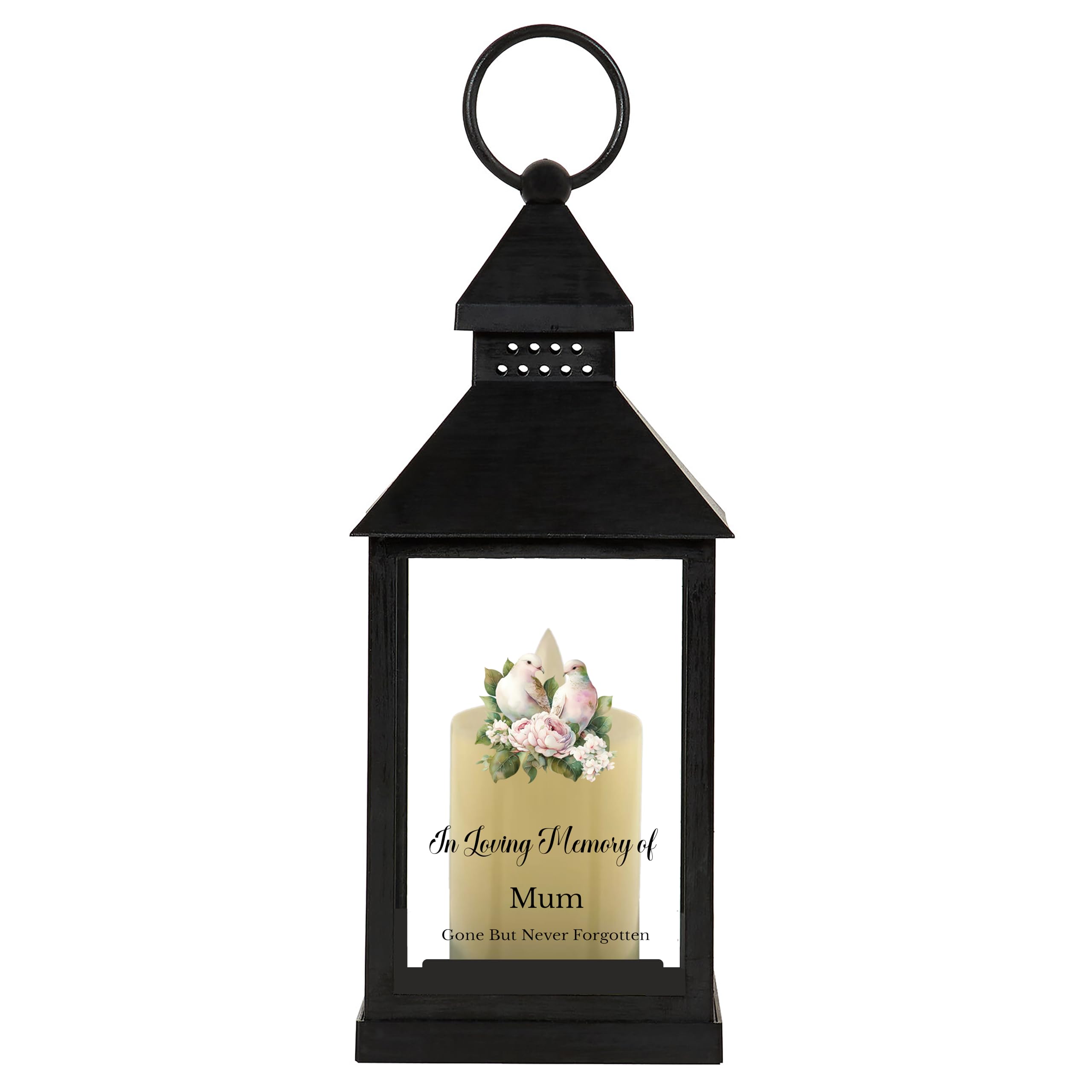 1stclassgifts In Loving Memory Of Dove's Design Memorial Black Lantern Remembrance Keepsake Mum Dad Granny Papa Aunty (UV PRINTED) (Mum)