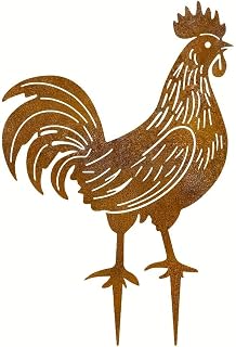 Rustic Metal Rooster Garden Stake - Natural Rust Finish Outdoor Decor for Yard, Patio, for Chicken Lovers, Poultry Owners & Garden Enthusiasts
