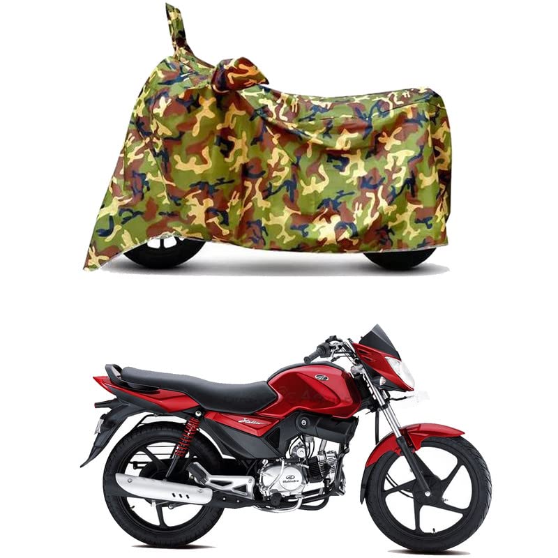 Image of Waterproof 100% PVC Coated Full Bike Scooty Two Wheeler Body Cover Compatible for Mahindra Stallio /UV-Rays /Heat Protection /Birds Dropping /Scratchproof /Dust Proof [6X6 Jungle Print]