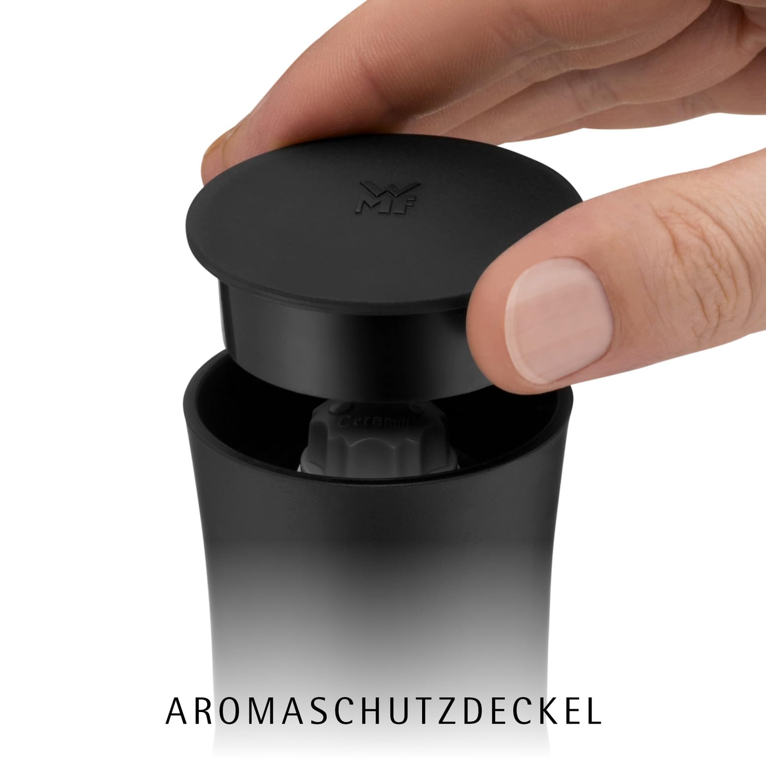 WMF Gewürzmühle mit Keramikmahlwerk – manuelle Chili-, Pfeffer- und Salzmühle aus Kunststoff und Glas, Mahlstärke einstellbar, langlebig und hygienisch, guter Küchenhelfer für frische Gewürze - 3