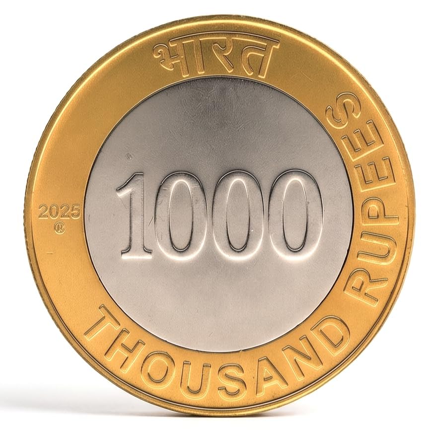 Image of 1000 Rupees, India Fantasy Rare Bi-Metallic Coin (Undivided India)