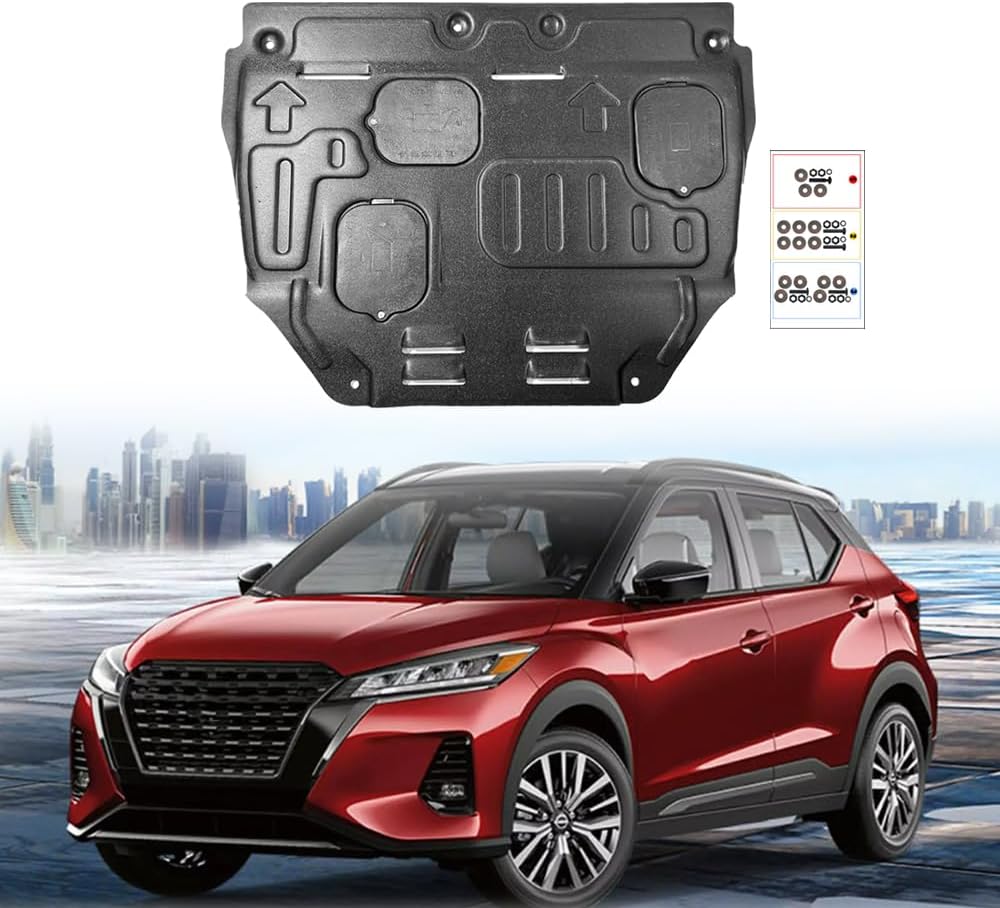 Engine Splash Shield Fit for Nissan Kicks 2018-2023 Engine Case Guard Under Engine Cover Compatible with Kicks 2019-2022 Front Engine Guard Mud Flaps Including Screw Hardware