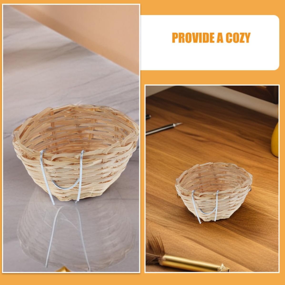 5pcs Handwoven Bird Nest with Hook for Young Canary and Conure image 3