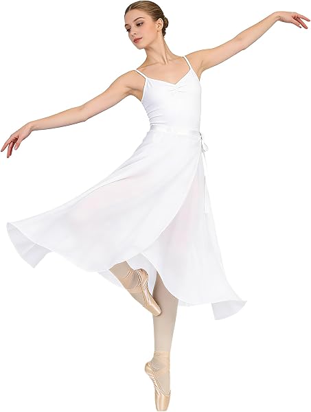 Baisdan Jupe Danse Classique, Jupe Ballet Longue Portefeuille en Mousseline avec Ceinture Réglable pour Femmes - 2
